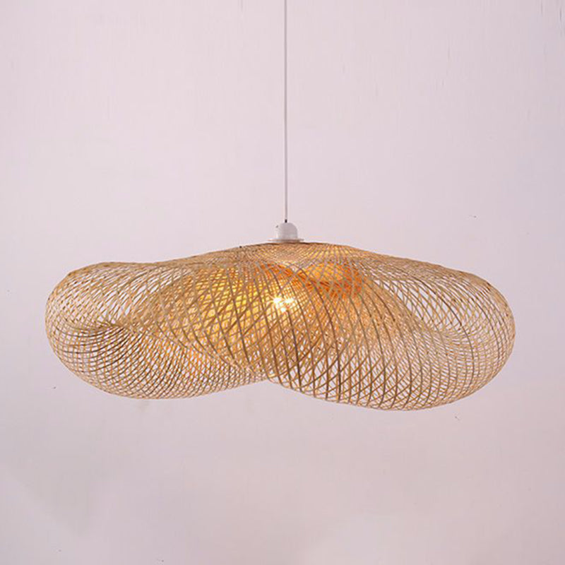 Handwebige Bambus hängend hängendes Licht 1-Licht Asiatischer Stil HABTE LEISTUNG FÜR FAUER ESSIONEN ZUHAMPLUNG