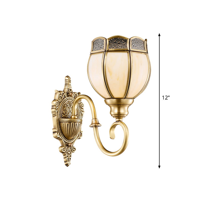 1/2-Head Flower Sconce Light Fixture Traditional Brass Metal Wall Light Sconce for Bedroom
