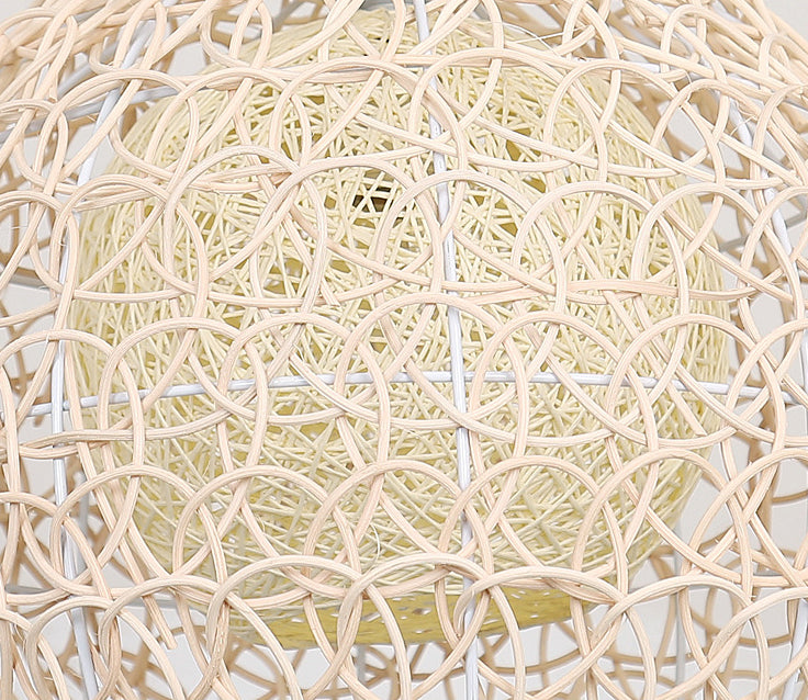 Doppeler Rattan Schatten Kuppel hängende helle asiatische Style Handwebende 1-Licht-Anhänger mit 39,3 "verstellbarer Draht