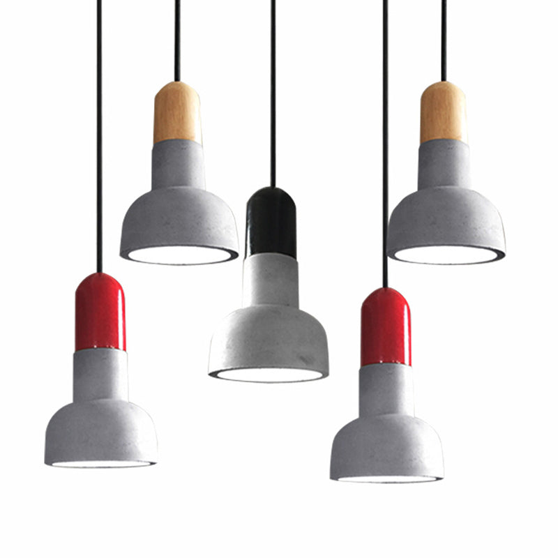 5 Zoll breites Mini-Zement hängend hängender fackelförmiger nordischer Beton 1-Licht-Anhänger für Schlafzimmerkorridor