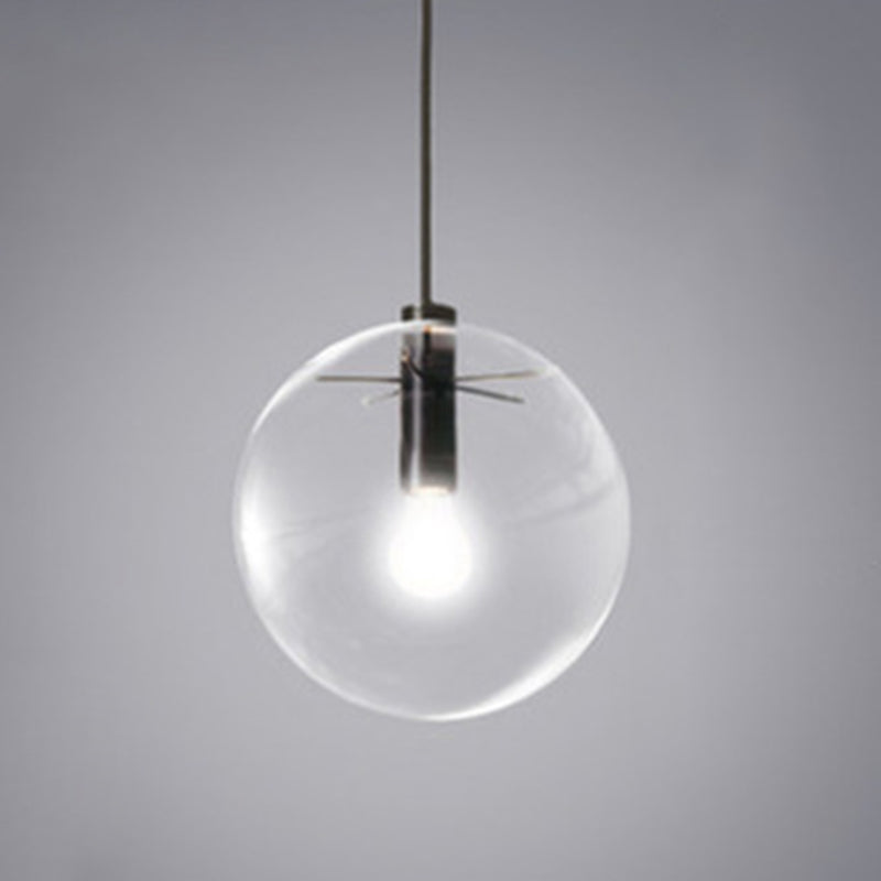 Transparentes Glasball -Suspension Licht mit metallischer Lampenhalter modern