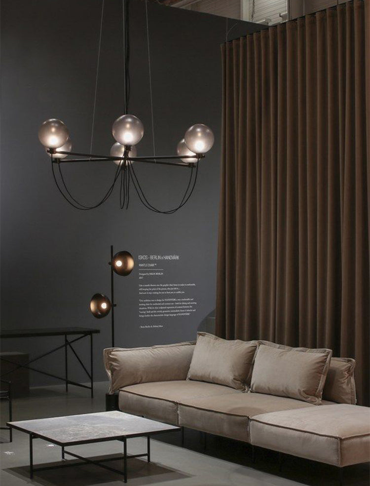 Fladiente di vetro grigio grigio a 6 luci Light Light Post-Modern Style Living Lighting Secondo