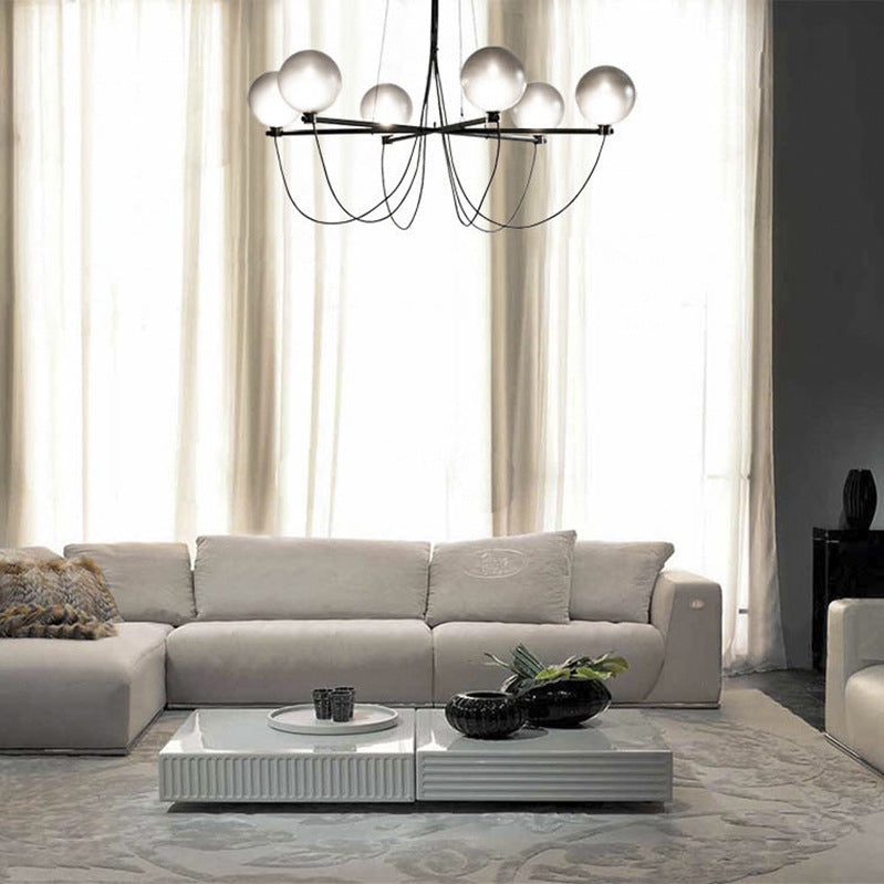Fladiente di vetro grigio grigio a 6 luci Light Light Post-Modern Style Living Lighting Secondo