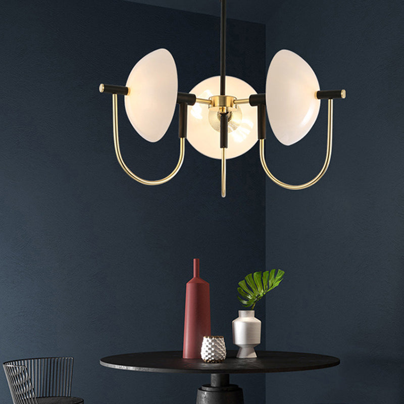 Glazen gearceerde kroonluchter verlichtingsarmatuur minimalistische stijl wit hangende verlichtingsarmatuur