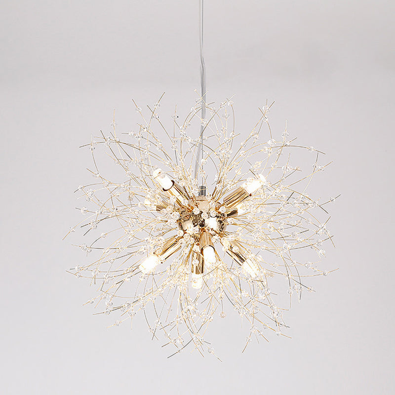 17,7 pollici largo dente di leone di cristallo appeso a 8 luci lampada in acciaio inossidabile in acciaio inossidabile per soggiorno camera da letto