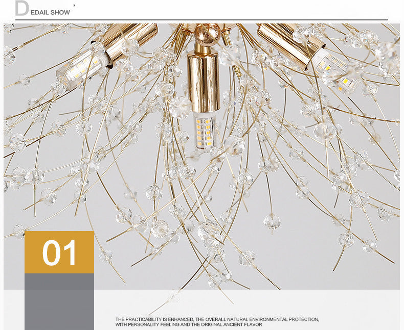 17,7 pollici largo dente di leone di cristallo appeso a 8 luci lampada in acciaio inossidabile in acciaio inossidabile per soggiorno camera da letto