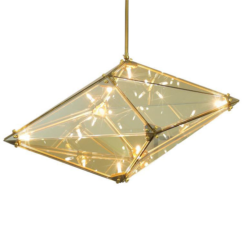 Geometria in stile post-moderno lampadario in vetro a 16 luci semplicità per illuminazione soggiorno con asta sospeso