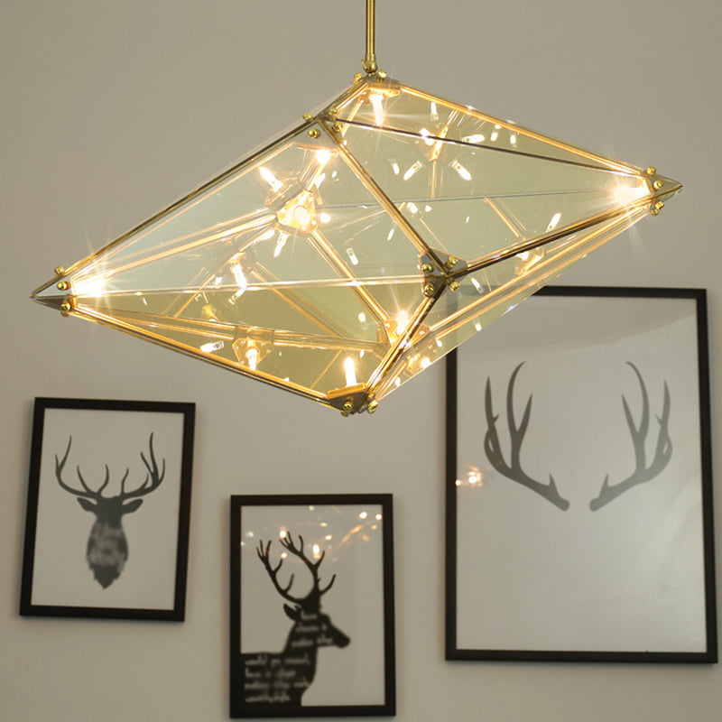 Geometria in stile post-moderno lampadario in vetro a 16 luci semplicità per illuminazione soggiorno con asta sospeso