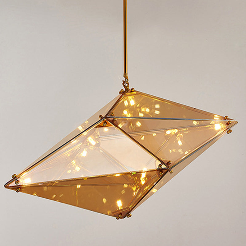 Geometria in stile post-moderno lampadario in vetro a 16 luci semplicità per illuminazione soggiorno con asta sospeso