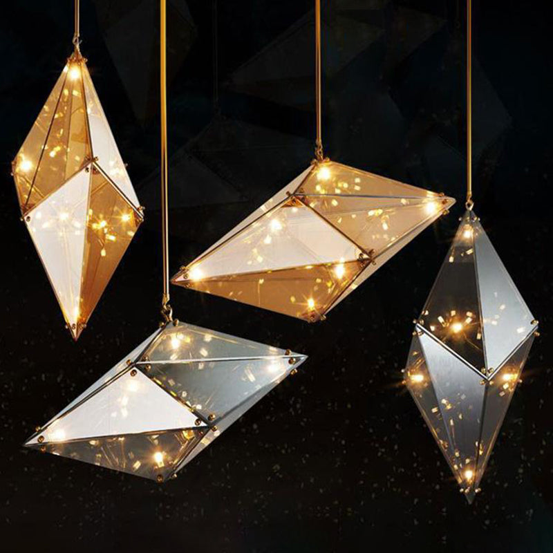 Geometria in stile post-moderno lampadario in vetro a 16 luci semplicità per illuminazione soggiorno con asta sospeso
