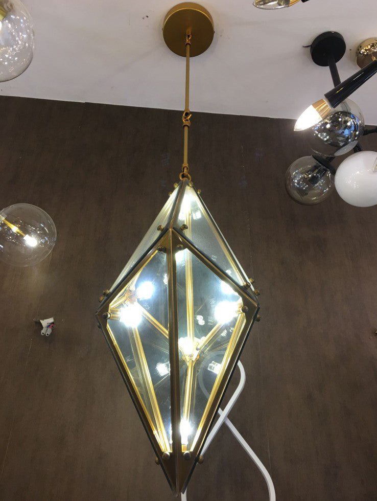 Geometria in stile post-moderno lampadario in vetro a 16 luci semplicità per illuminazione soggiorno con asta sospeso