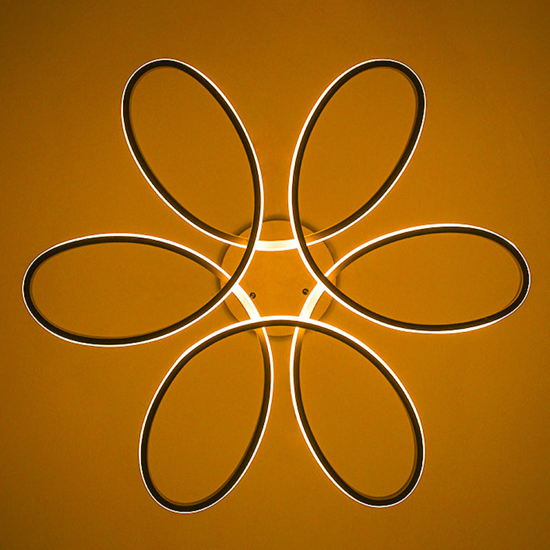 Flower Metal Hanging Light Fixture Minimalist Style LED White Chandelier Light Fixture