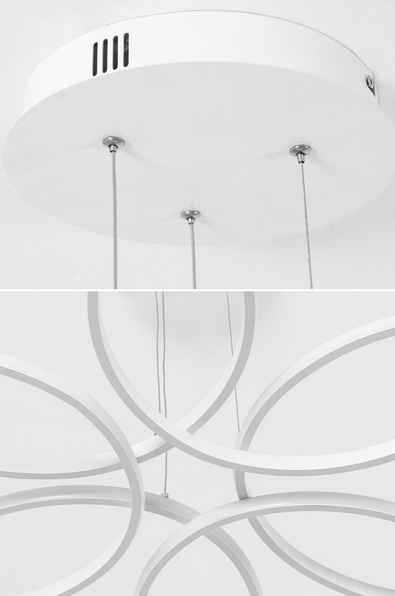 Flower Metal Hanging Light Fixture Minimalist Style LED White Chandelier Light Fixture