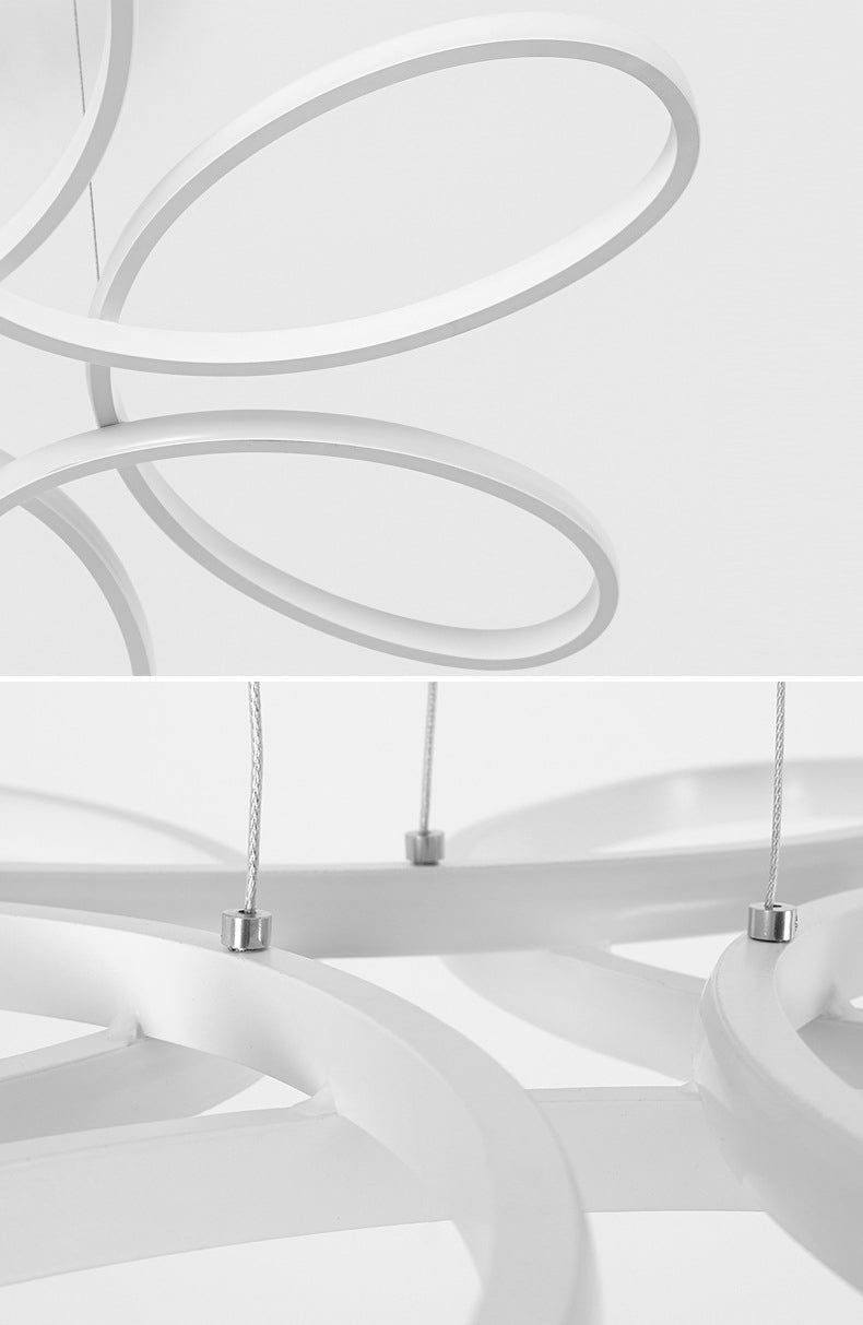 Flower Metal Hanging Light Fixture Minimalist Style LED White Chandelier Light Fixture