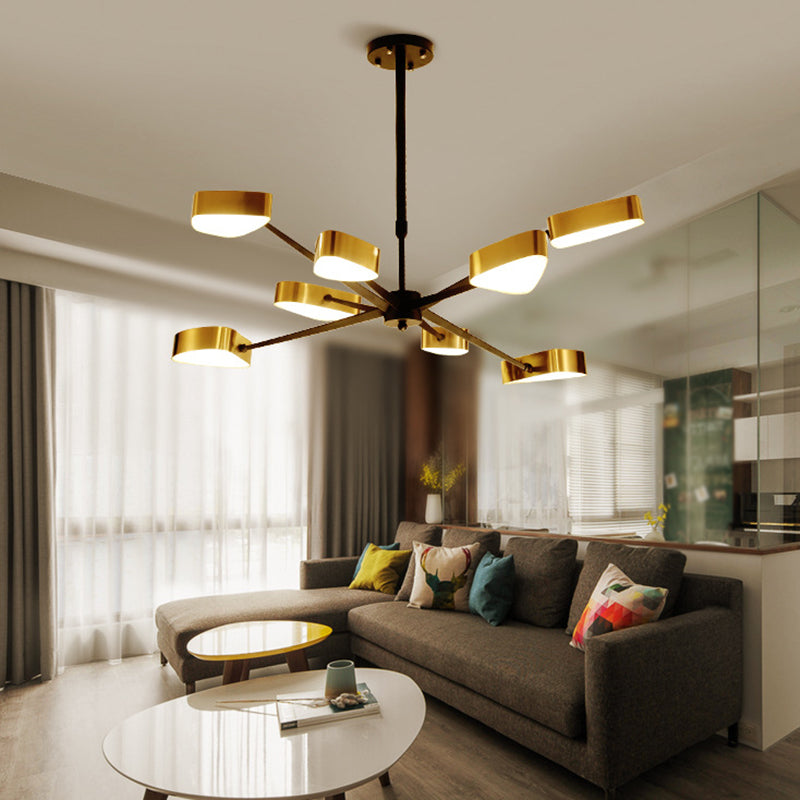 Moderno lampada lampadario triangolare in metallo soggiorno lampadario a pendente a led in oro