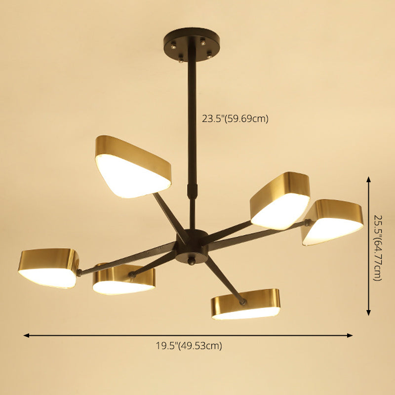 Moderno lampada lampadario triangolare in metallo soggiorno lampadario a pendente a led in oro