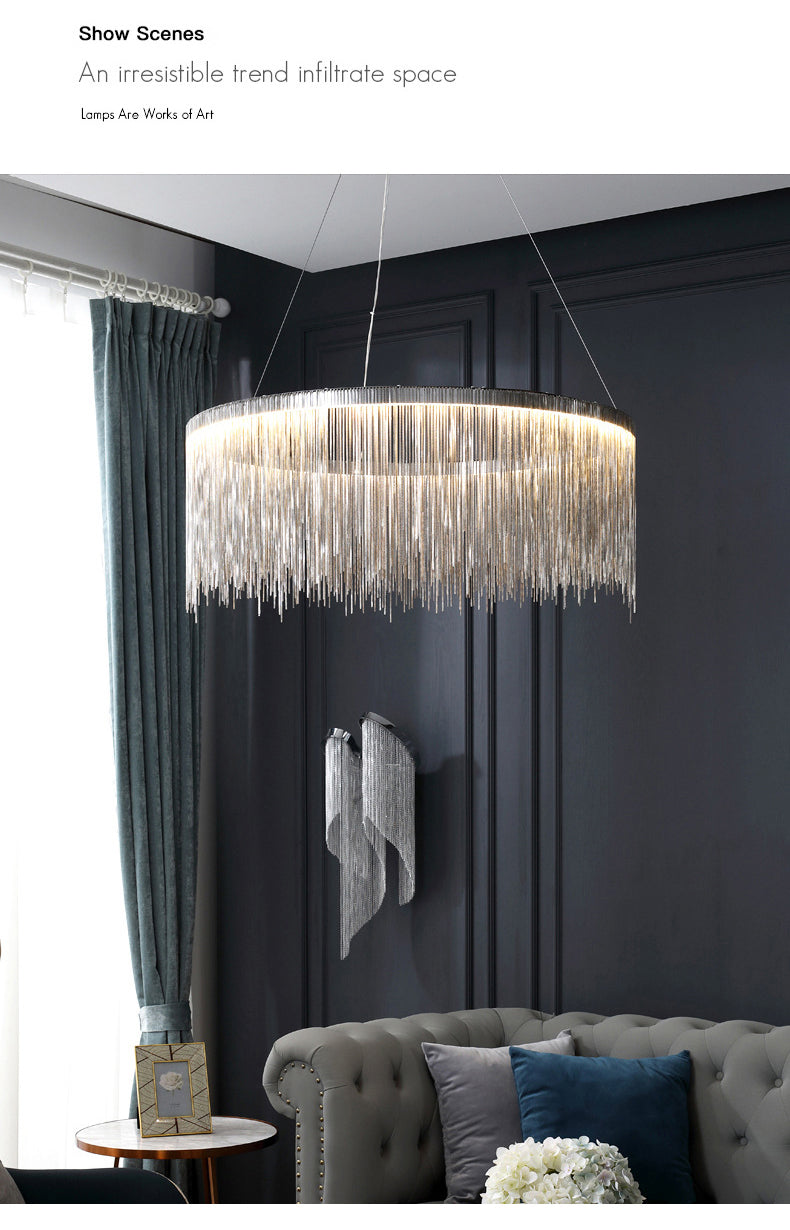 Accesorio de iluminación de araña circular blanca metal nórdico colgante de iluminación