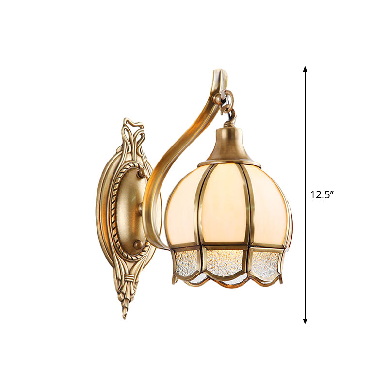 Metal Floral Sconce Light Traditionalism 1/2 Heads Dining Room Wall Lighting Fixture in Brass