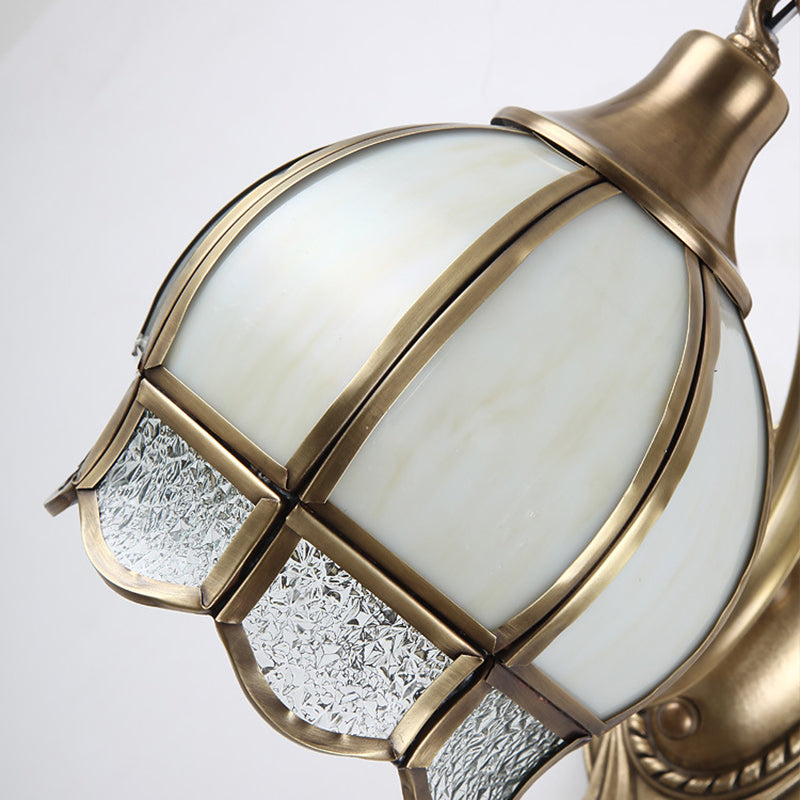 Metal Floral Sconce Light Traditionalism 1/2 Heads Dining Room Wall Lighting Fixture in Brass