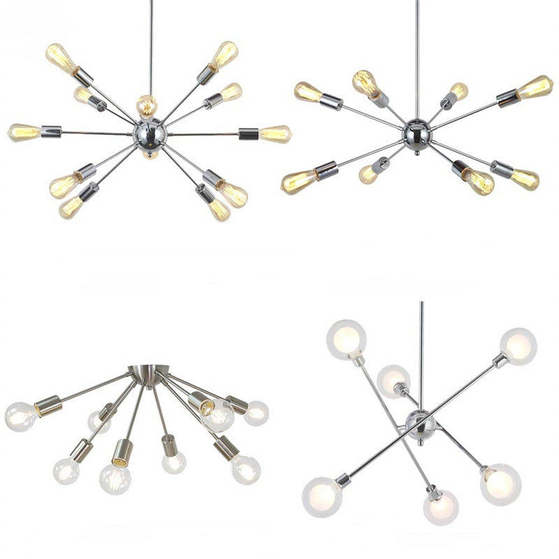 8 Light Ceiling Lighting Retro Iron Sputnik Design Semi Flush Mount Lighting for Living Room
