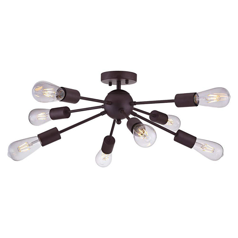 8 Light Ceiling Lighting Retro Iron Sputnik Design Semi Flush Mount Lighting for Living Room