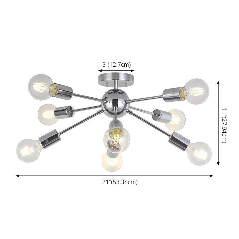 8 Light Ceiling Lighting Retro Iron Sputnik Design Semi Flush Mount Lighting for Living Room