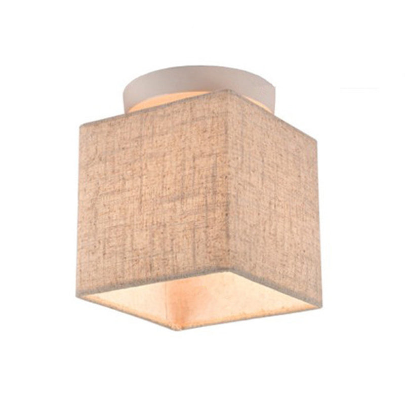 Modern Minimalist Fabric Ceiling Flush Mount Light Square Shape Semi Flush Mount Lighting for Bedroom