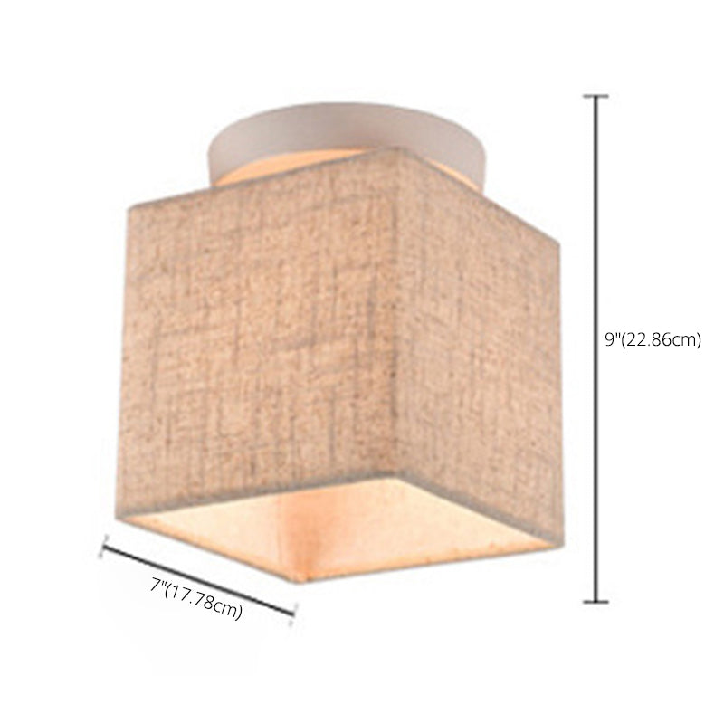 Modern Minimalist Fabric Ceiling Flush Mount Light Square Shape Semi Flush Mount Lighting for Bedroom
