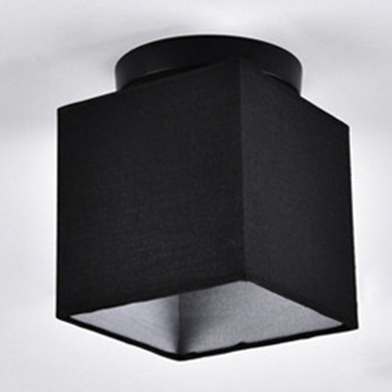 Modern Minimalist Fabric Ceiling Flush Mount Light Square Shape Semi Flush Mount Lighting for Bedroom