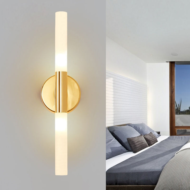 Simplicité moderne mural tubulaire éclairage en verre blanc lampe murale murale pour chambre à coucher