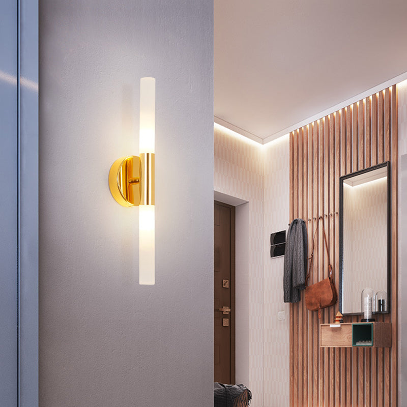 Simplicité moderne mural tubulaire éclairage en verre blanc lampe murale murale pour chambre à coucher