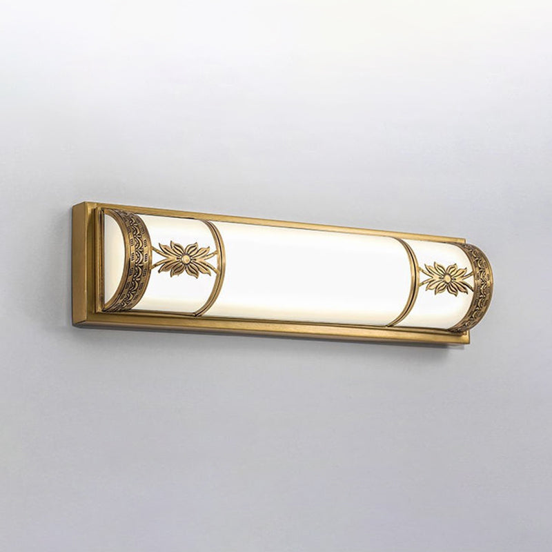 Traditional Linear Wall Mounted Lamps Milky Glass Wall Mount Light Fixture for Bathroom