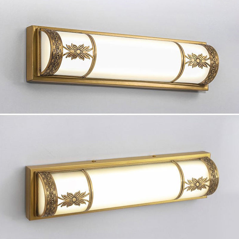 Traditional Linear Wall Mounted Lamps Milky Glass Wall Mount Light Fixture for Bathroom