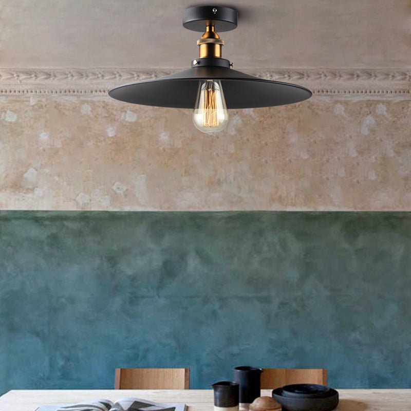 Halfverzonken plafondarmatuur Retro Cone metalen halfverzonken plafondlamp in zwart