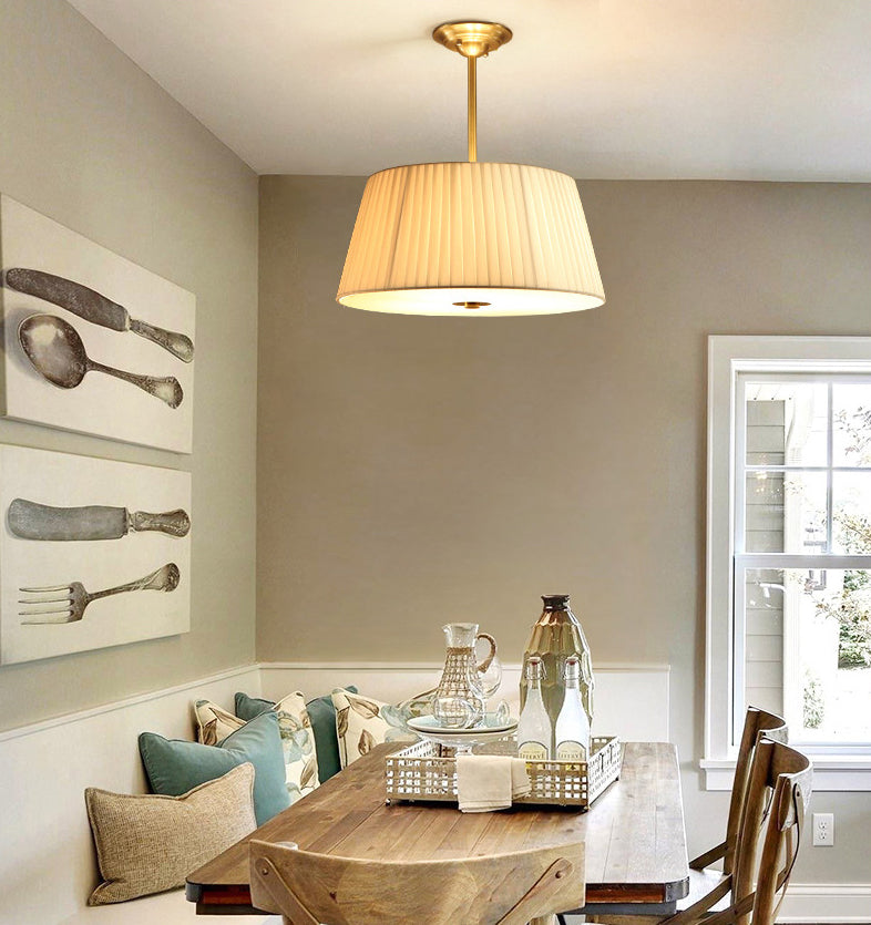 Tapered Semi Flush Mount Light Fabric Traditional Flush Mount Ceiling Light Fixtures for Living Room
