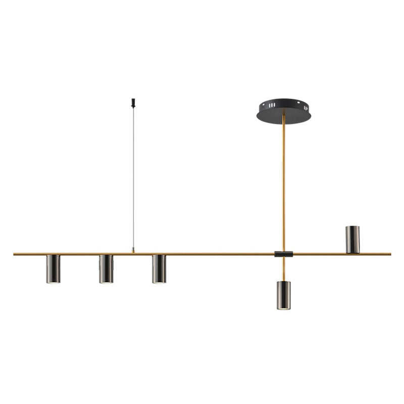 Dinning Room Island Lighting Fixture Modern Chandelier Light Fixture with Linear Metal Shade