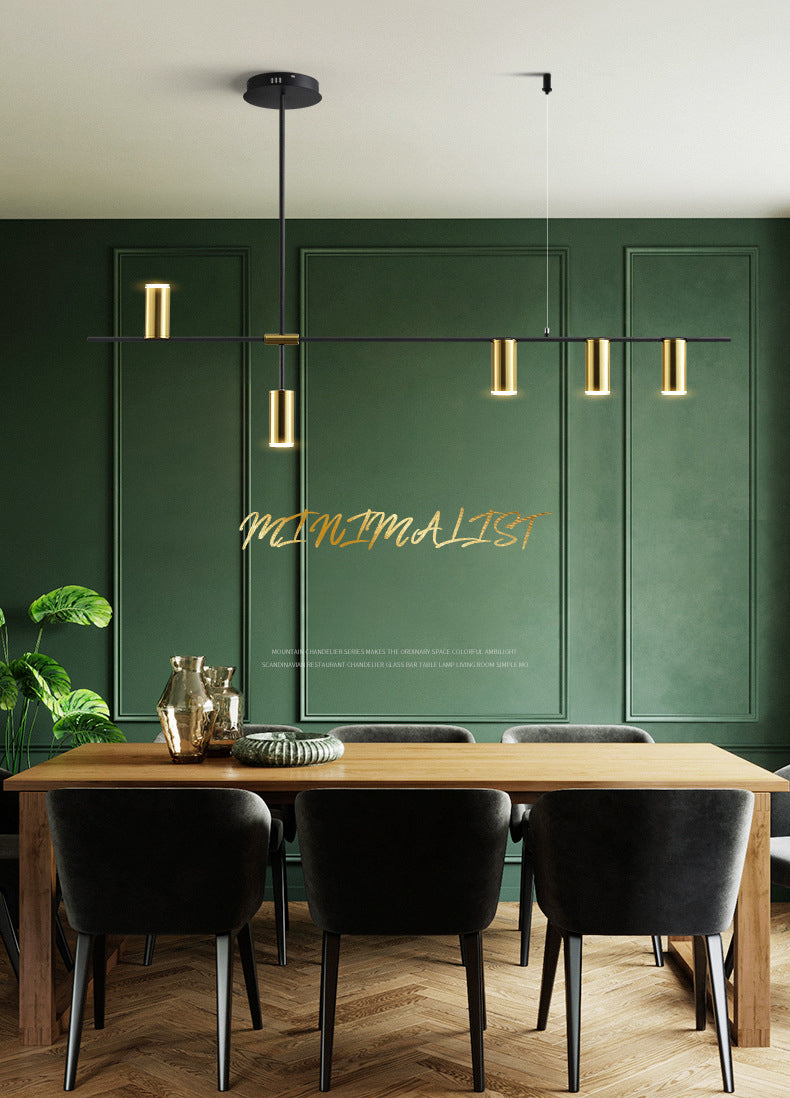 Dinning Room Island Lighting Fixture Modern Chandelier Light Fixture with Linear Metal Shade