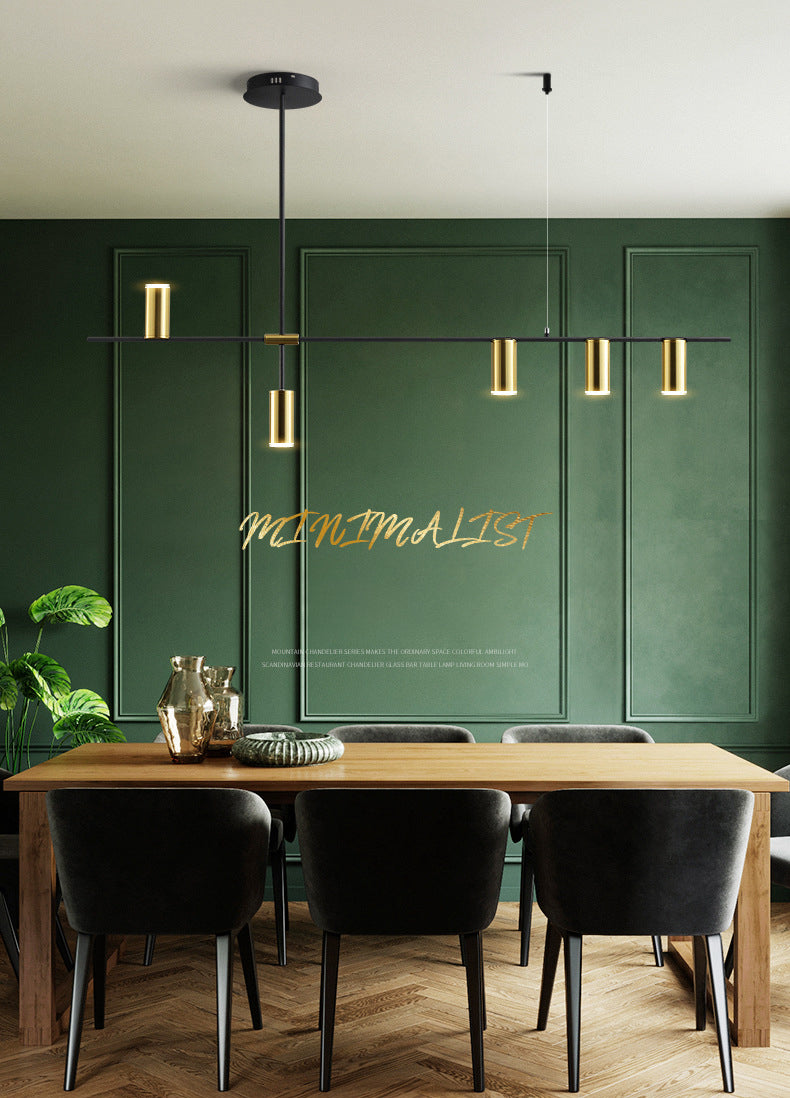 Accesorio de iluminación de la isla de la sala de comidas lámpara de lámpara moderna con sombra de metal lineal