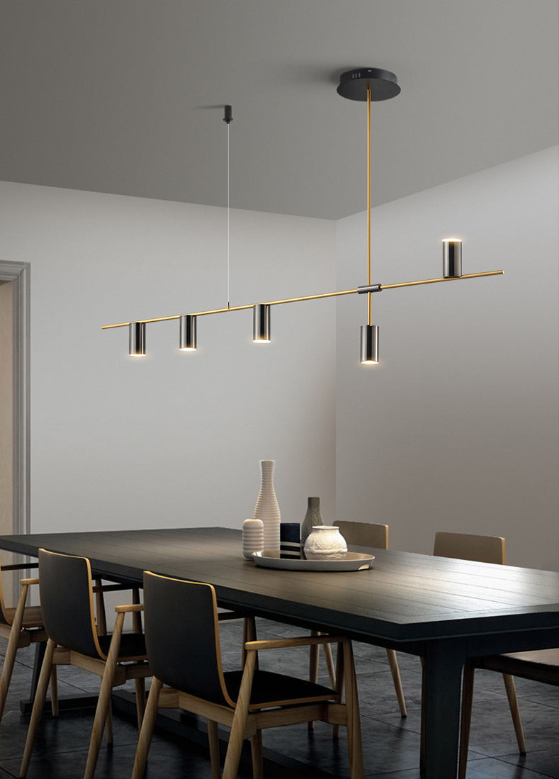 Dinning Room Island Lighting Fixture Modern Chandelier Light Fixture with Linear Metal Shade