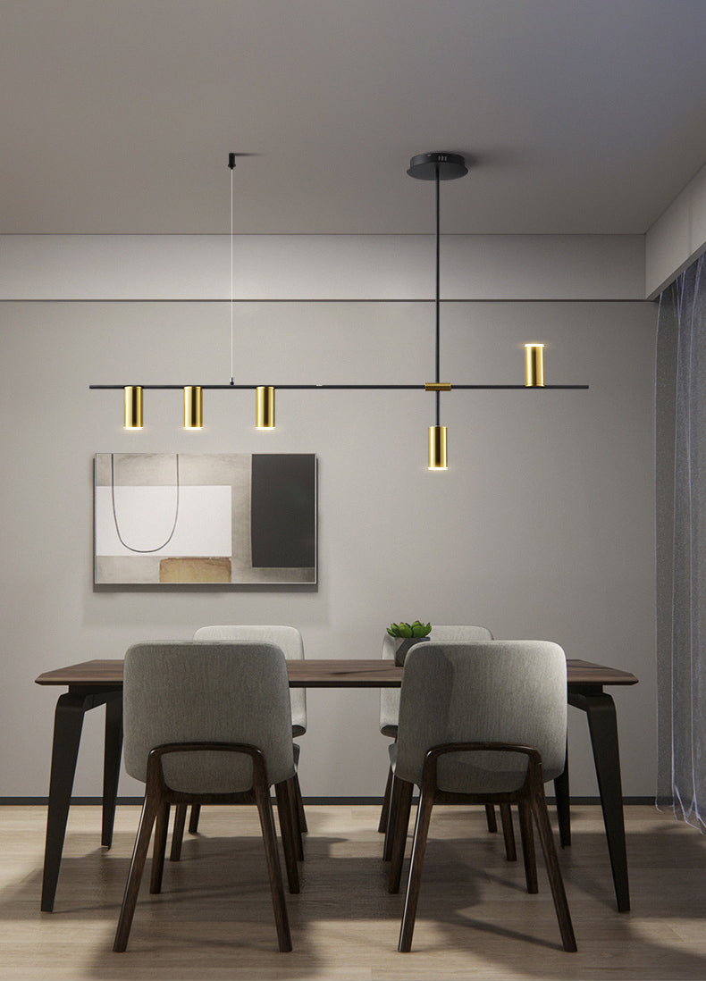 Dinning Room Island Lighting Fixture Modern Chandelier Light Fixture with Linear Metal Shade