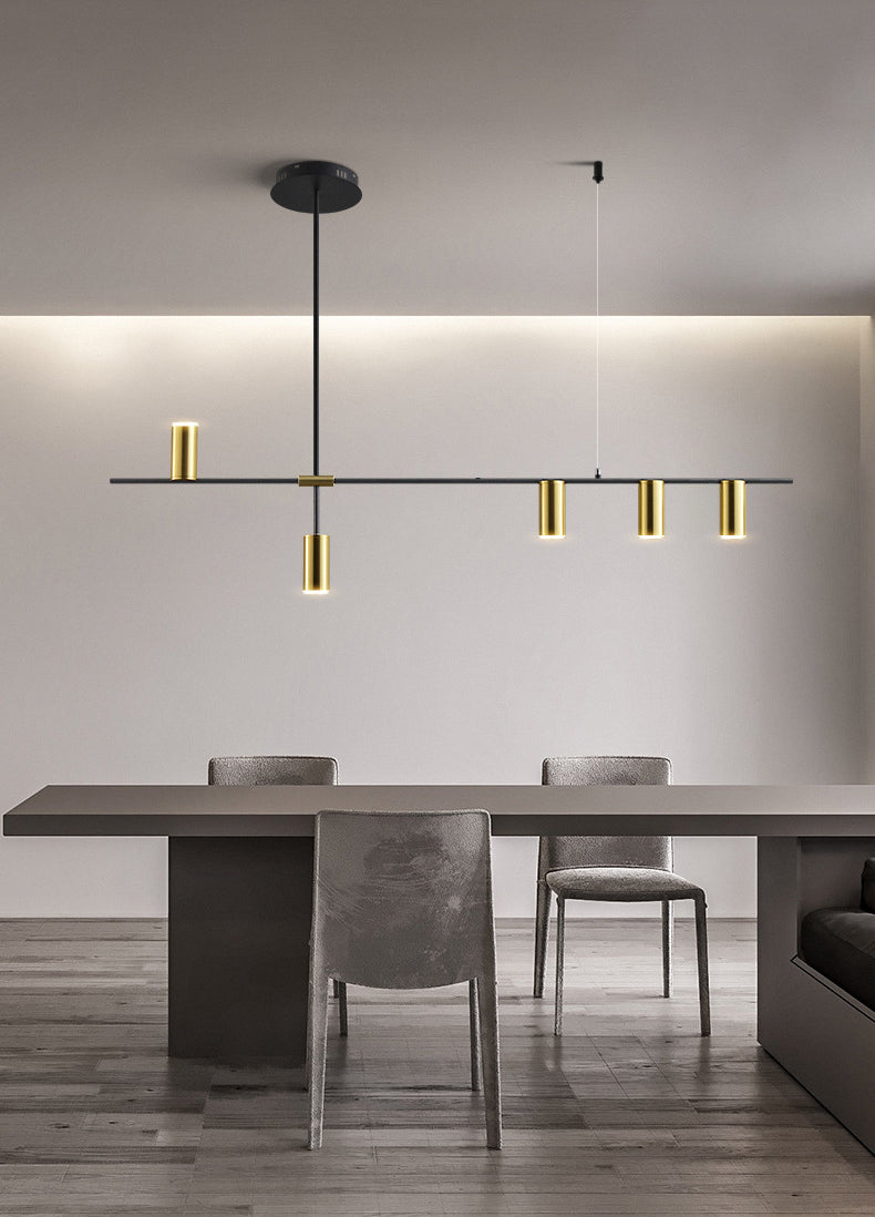 Accesorio de iluminación de la isla de la sala de comidas lámpara de lámpara moderna con sombra de metal lineal