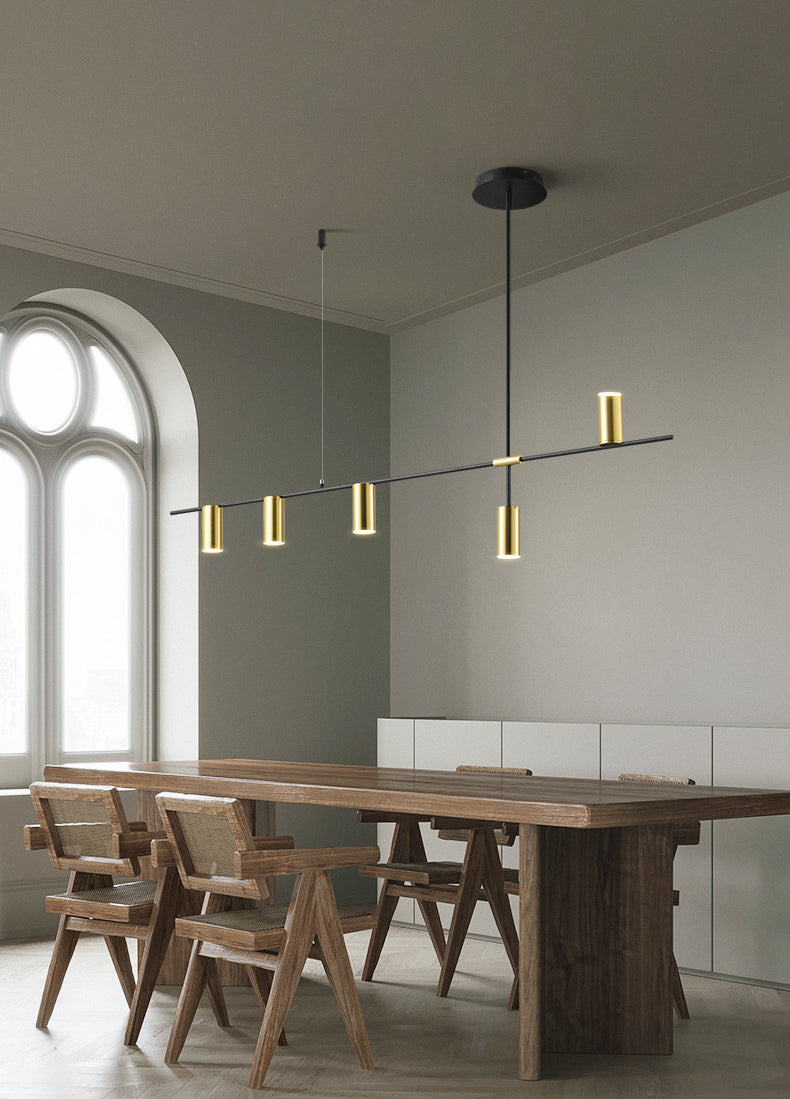 Accesorio de iluminación de la isla de la sala de comidas lámpara de lámpara moderna con sombra de metal lineal