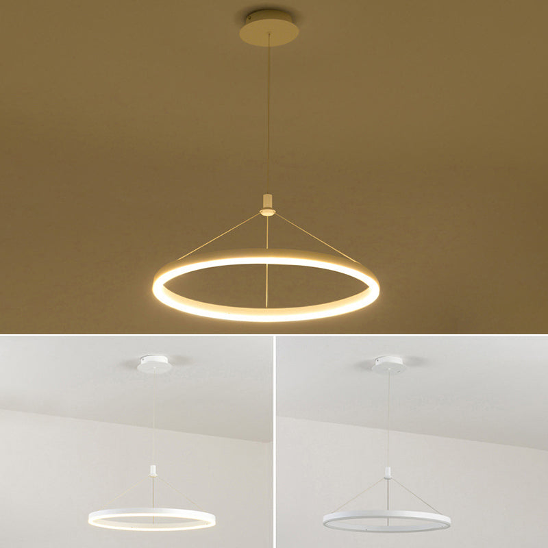 Lampada a sospensione del soffitto della sala da pranzo circolare Acrilico LED minimalista LED LADO CON REGOLABILE ALTENZA