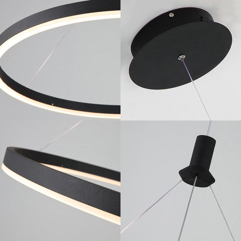 Lampada a sospensione del soffitto della sala da pranzo circolare Acrilico LED minimalista LED LADO CON REGOLABILE ALTENZA