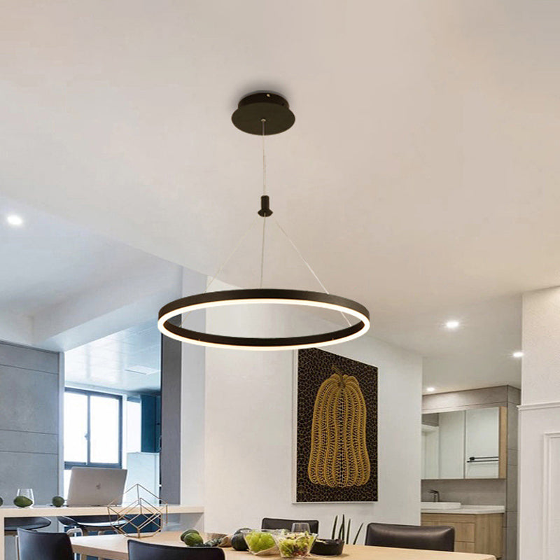 Lampada a sospensione del soffitto della sala da pranzo circolare Acrilico LED minimalista LED LADO CON REGOLABILE ALTENZA