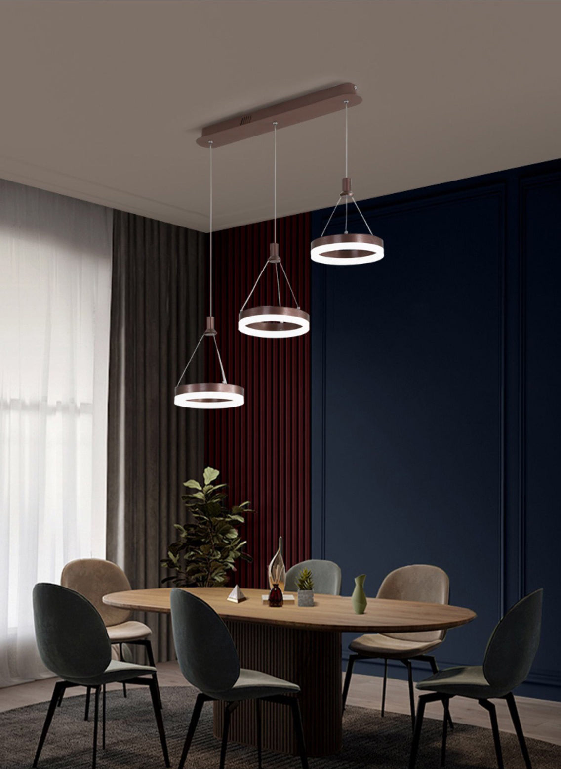 Loop-förmige Acryl 3-Licht-Anhänger Minimalismus LED Hängende Beleuchtung für Esszimmer