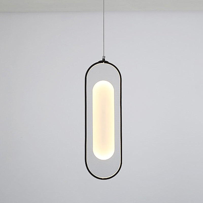 Simplicidad Péndulo oblongo Ligera acrílica La lámpara colgante de acrílico LED en negro