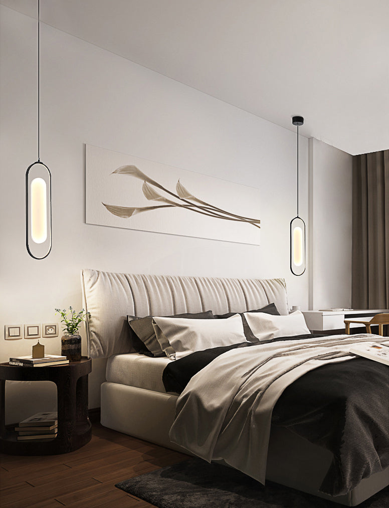 Eenvoud langwerpig slinger licht acryl -bed met bedhanger lamp armatuur in zwart