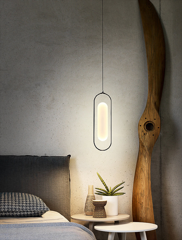 Simplicidad Péndulo oblongo Ligera acrílica La lámpara colgante de acrílico LED en negro