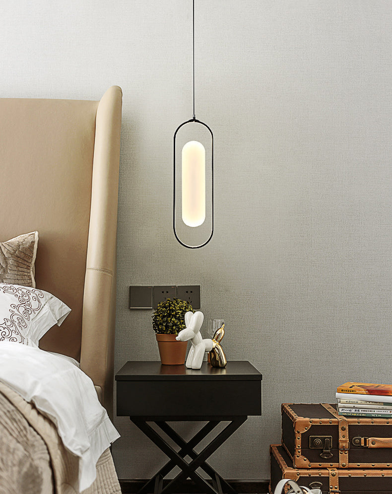 Simplicidad Péndulo oblongo Ligera acrílica La lámpara colgante de acrílico LED en negro